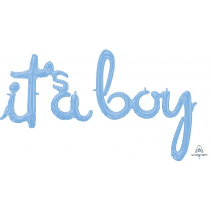 Script Phrase It's A Boy Pastel Blue